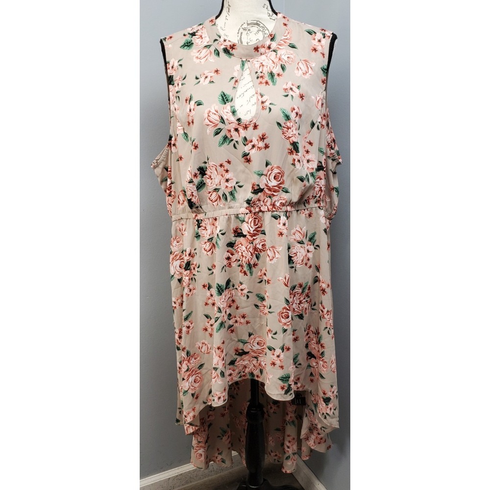 Torrid Dress Womens 3 Multi Floral High Low Hem Chic Keyhole Cutout Sleeveless